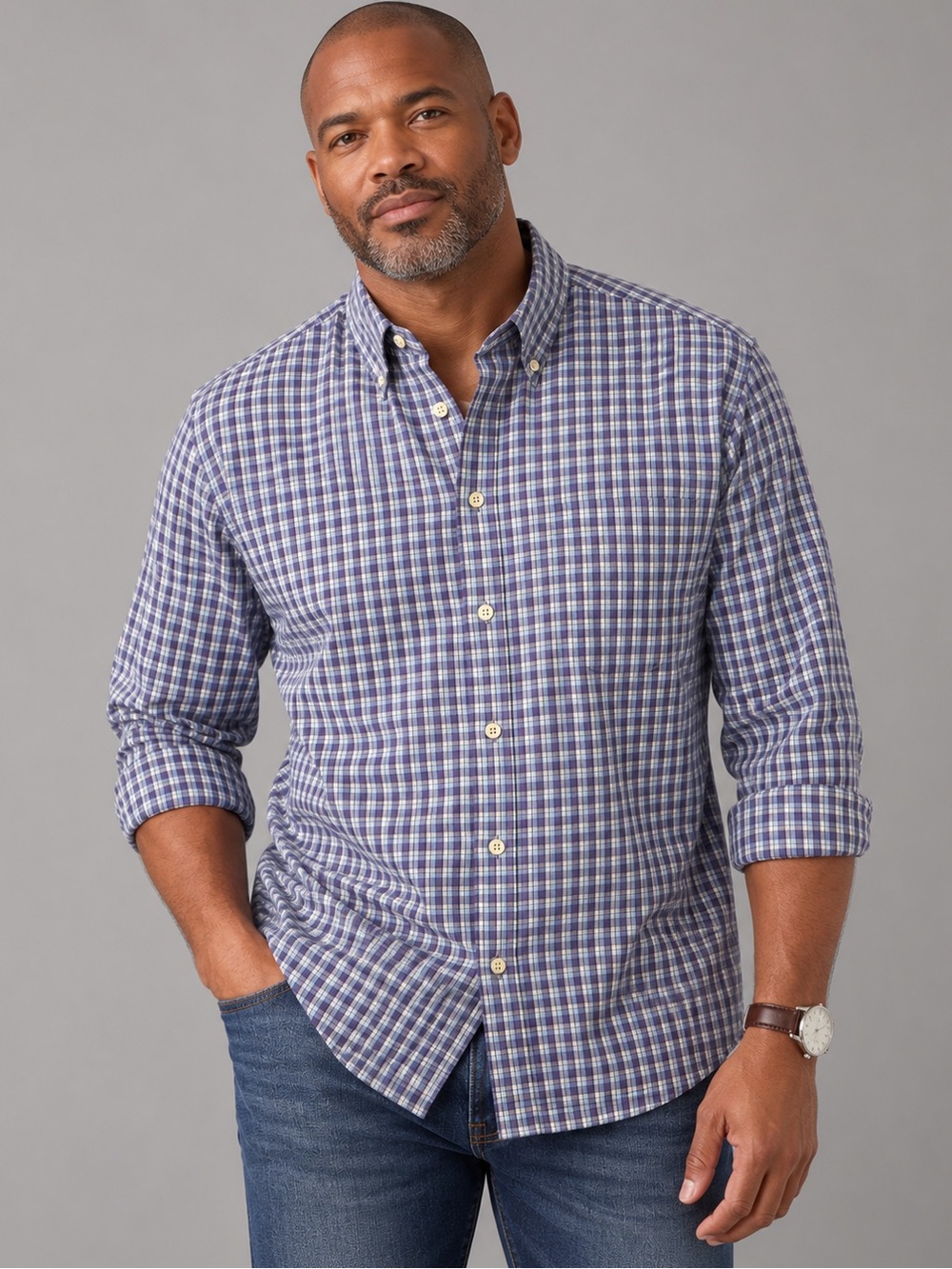 Vintage J.Crew Men’s XL Gingham Check Button Down 100% Cotton Preppy